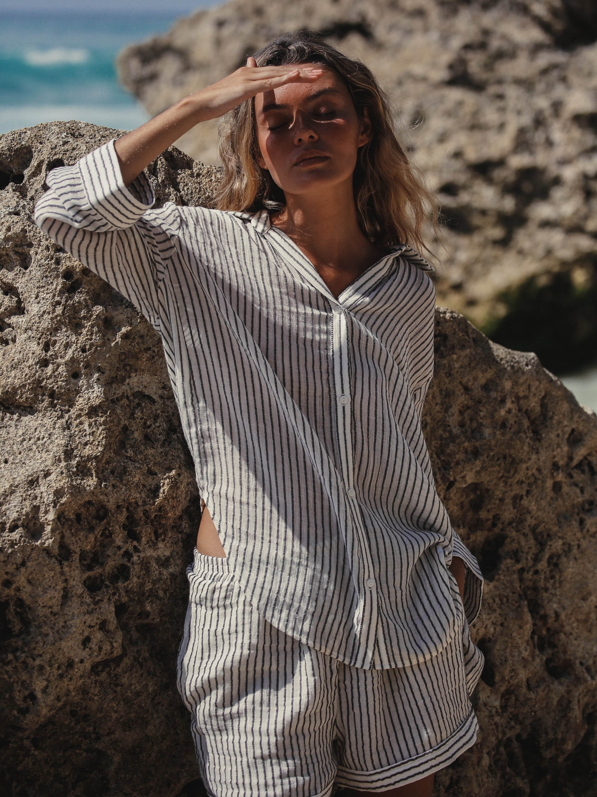 Echo Maxi Shirt - Black Stripes