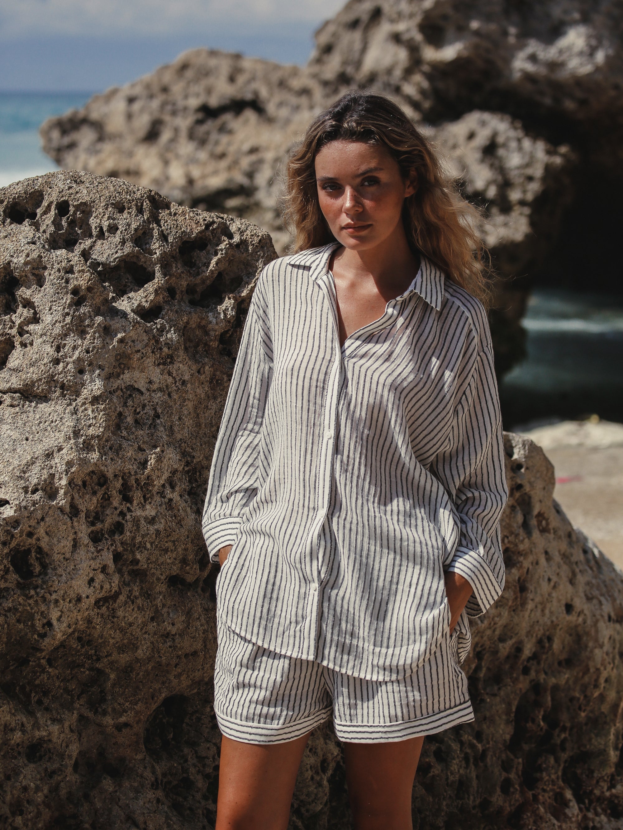 Echo Maxi Shirt - Black Stripes