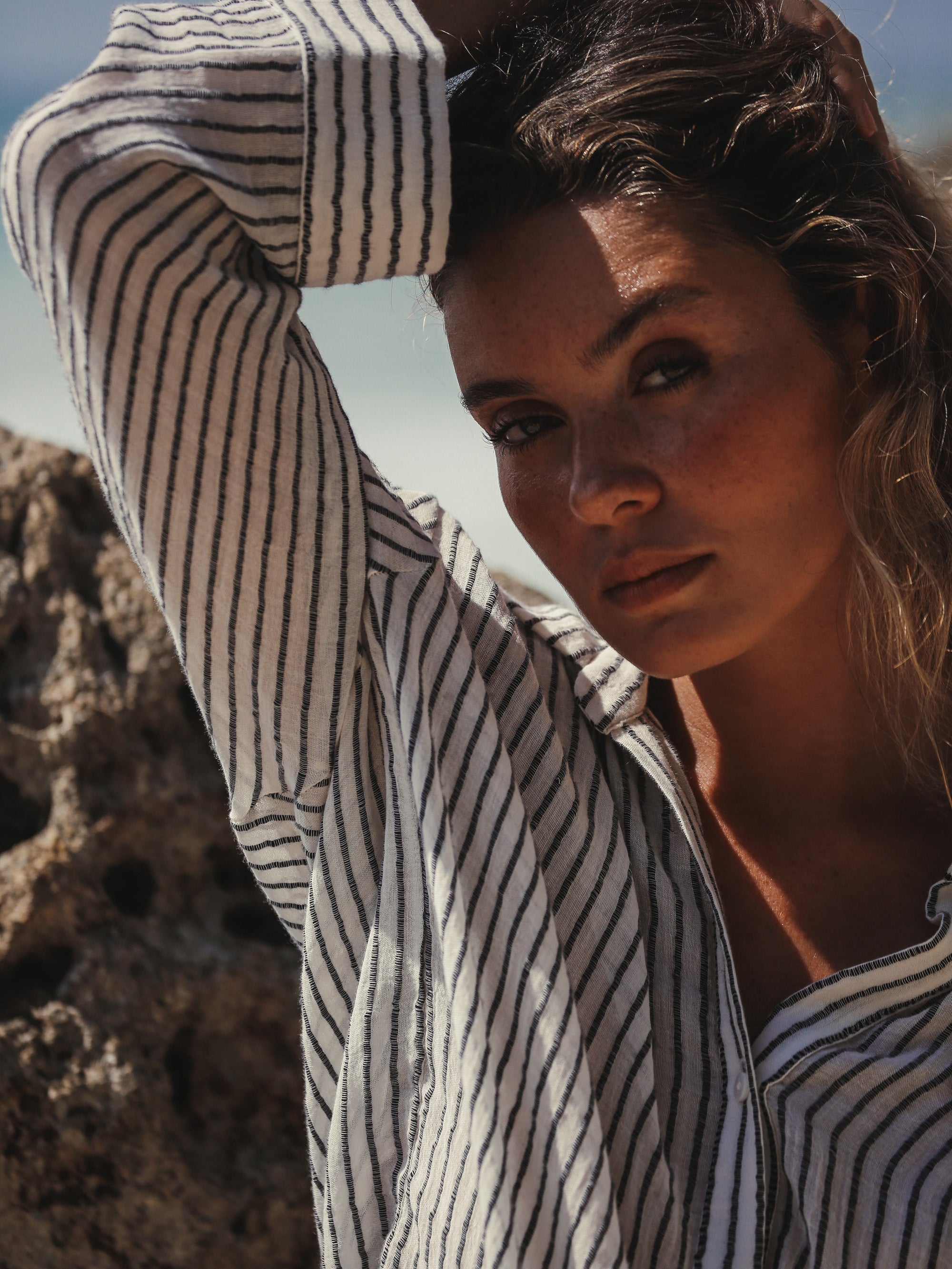 Voyage Short Set - Black Stripes