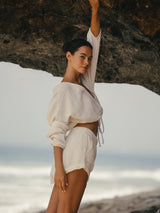 Siena Top - Natural with Gold Stripes