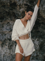 Siena Top - Natural with Gold Stripes