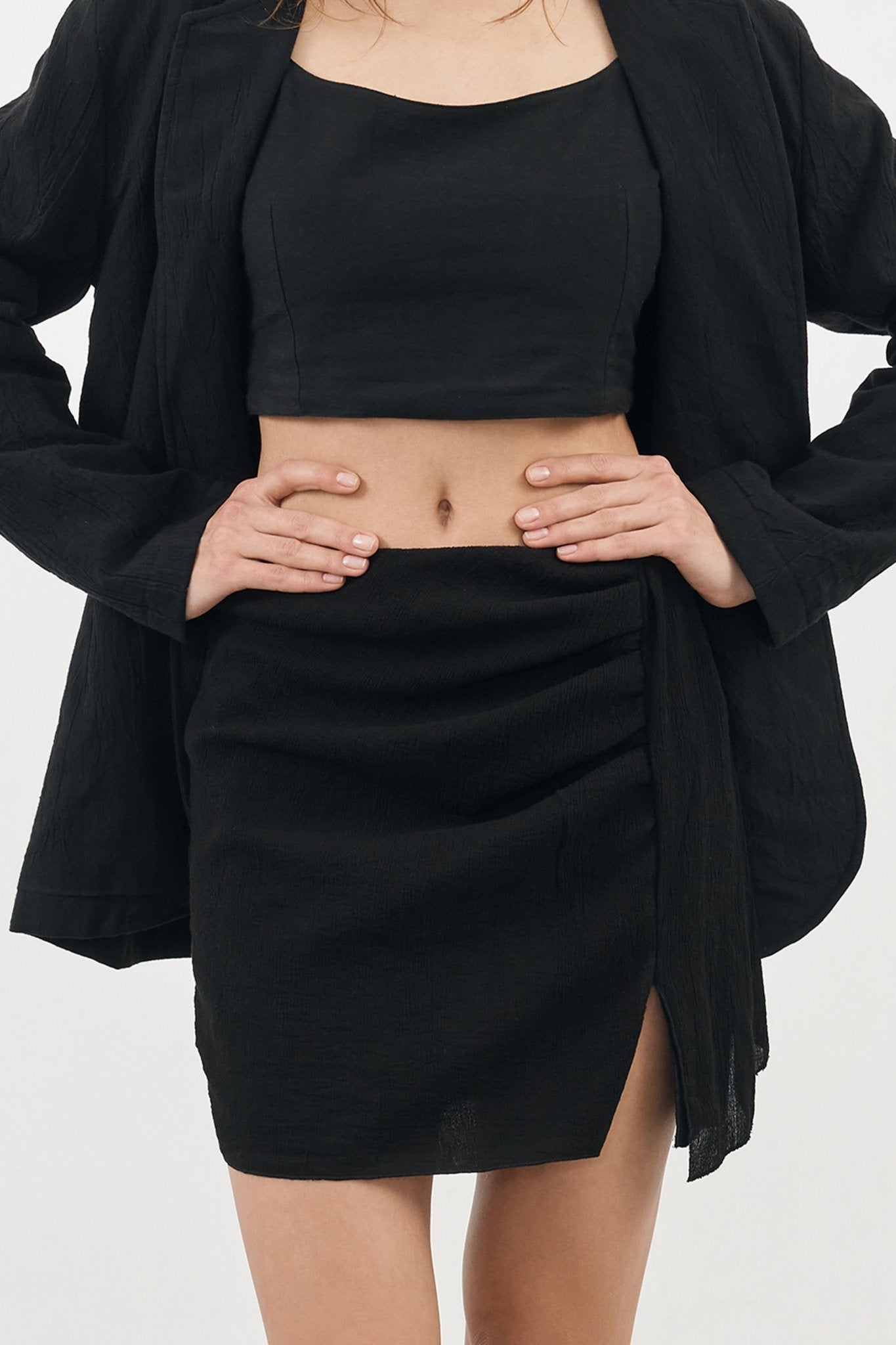 Bella Mini Skirt Black - The Handloom