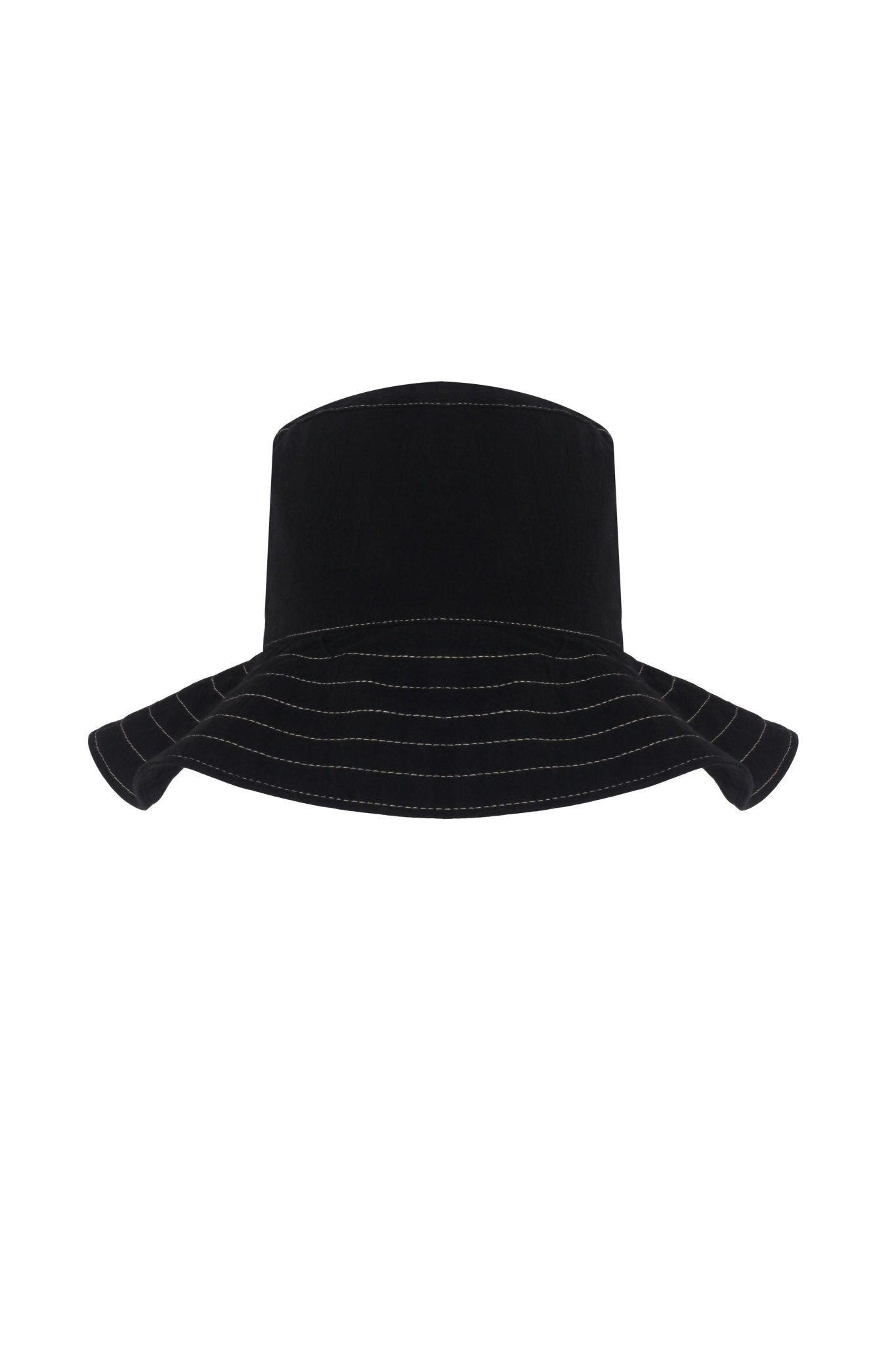 Playa Contrast Stitch Bucket Hat Black - The Handloom