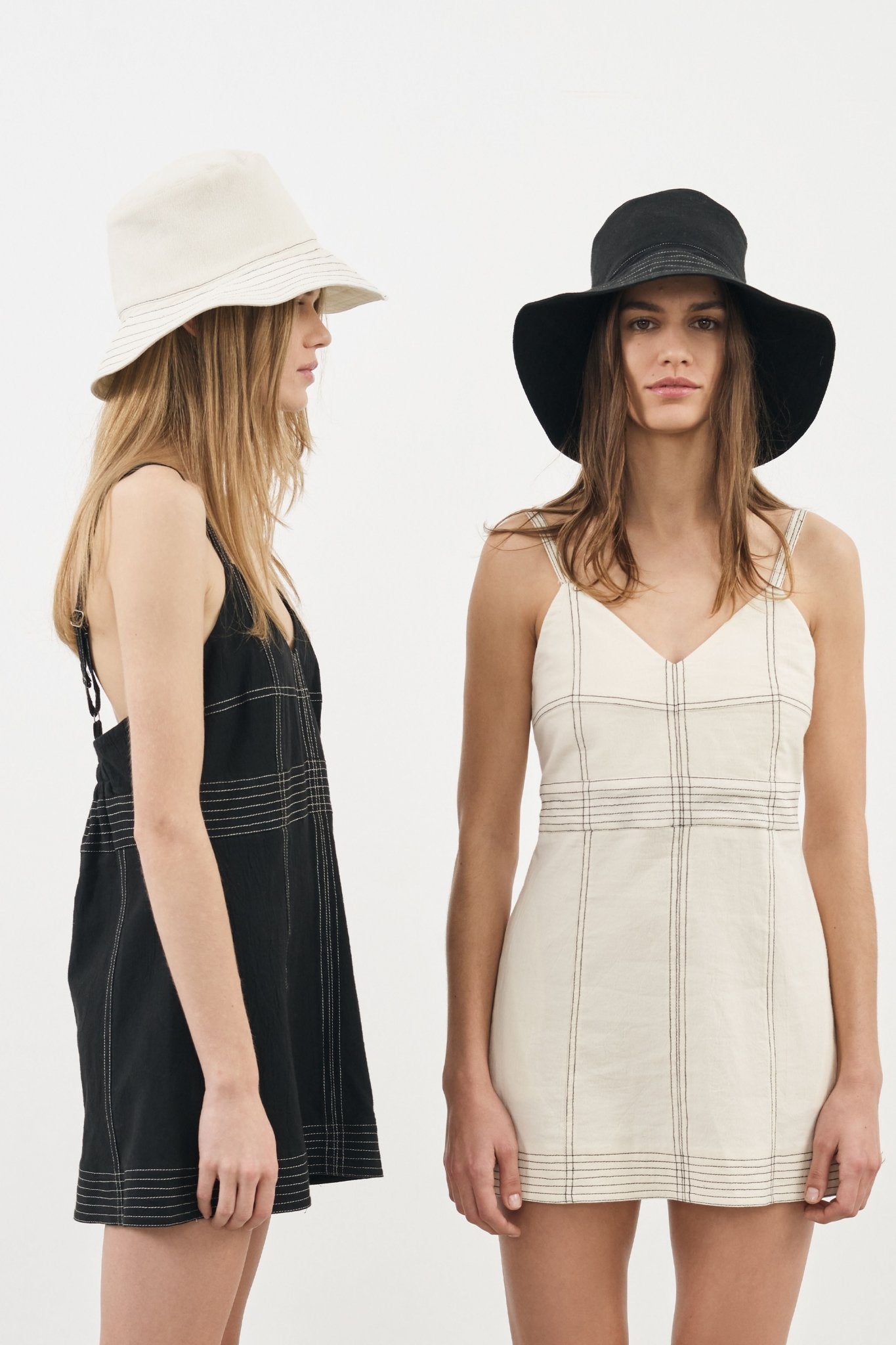 Playa Contrast Stitch Bucket Hat Black - The Handloom