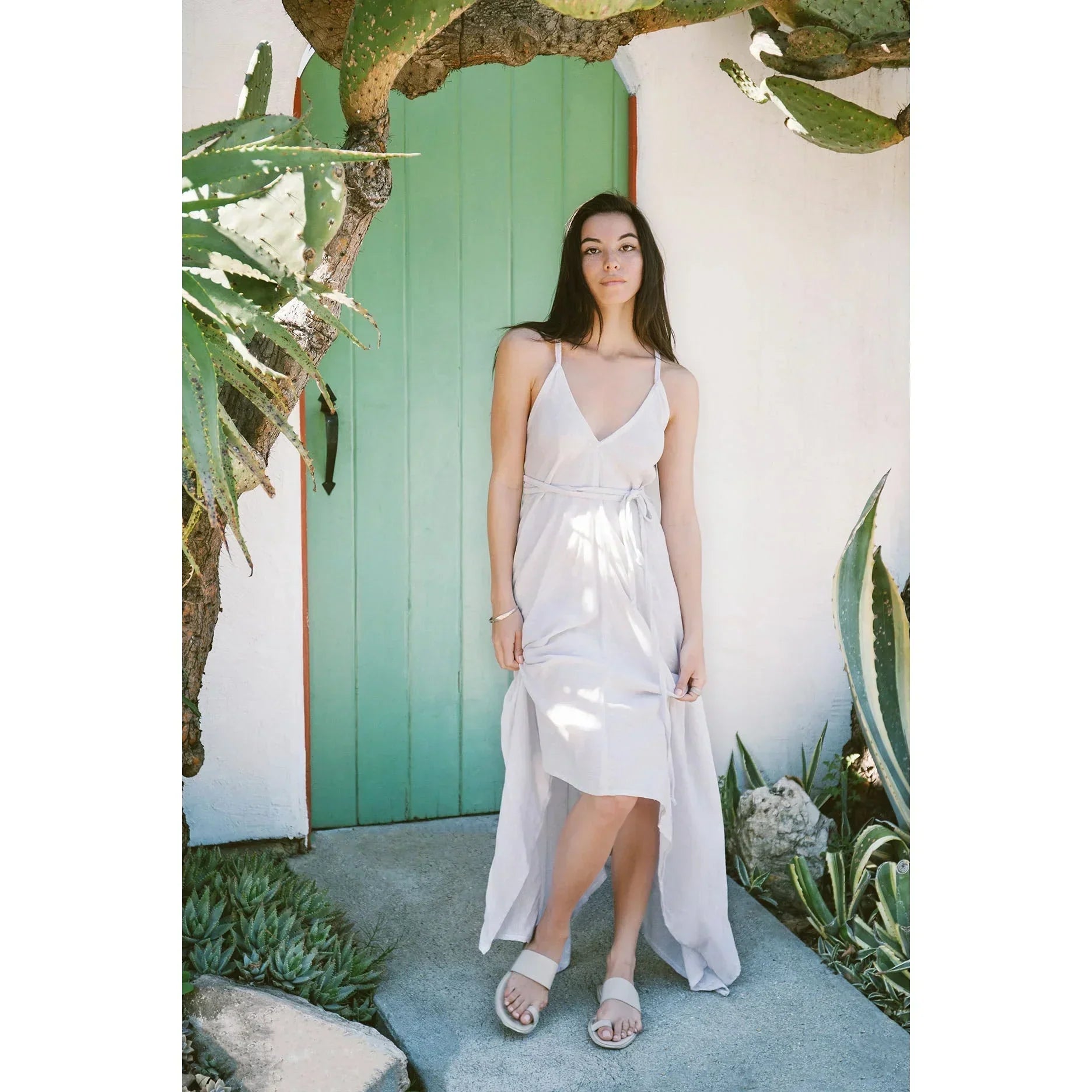 Sage Maxi Dress White - The Handloom